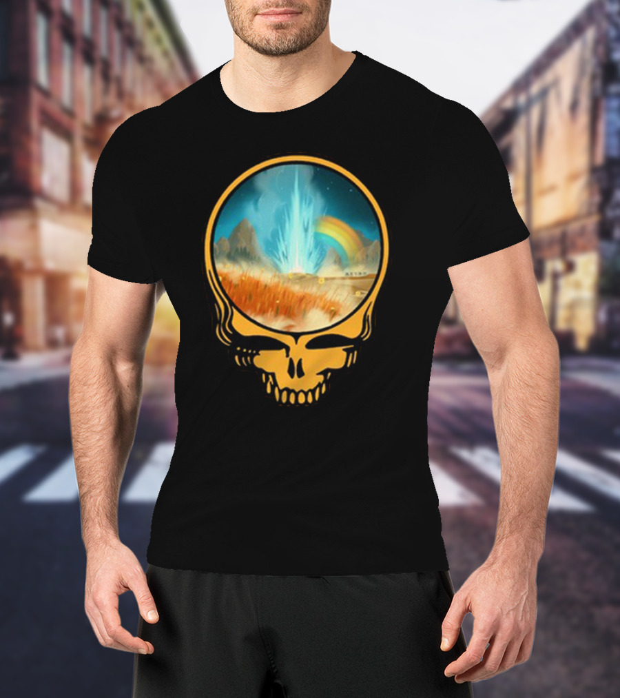 Grateful Dead Skull With Psychedelic Landscape And Rainbow T-Shirt