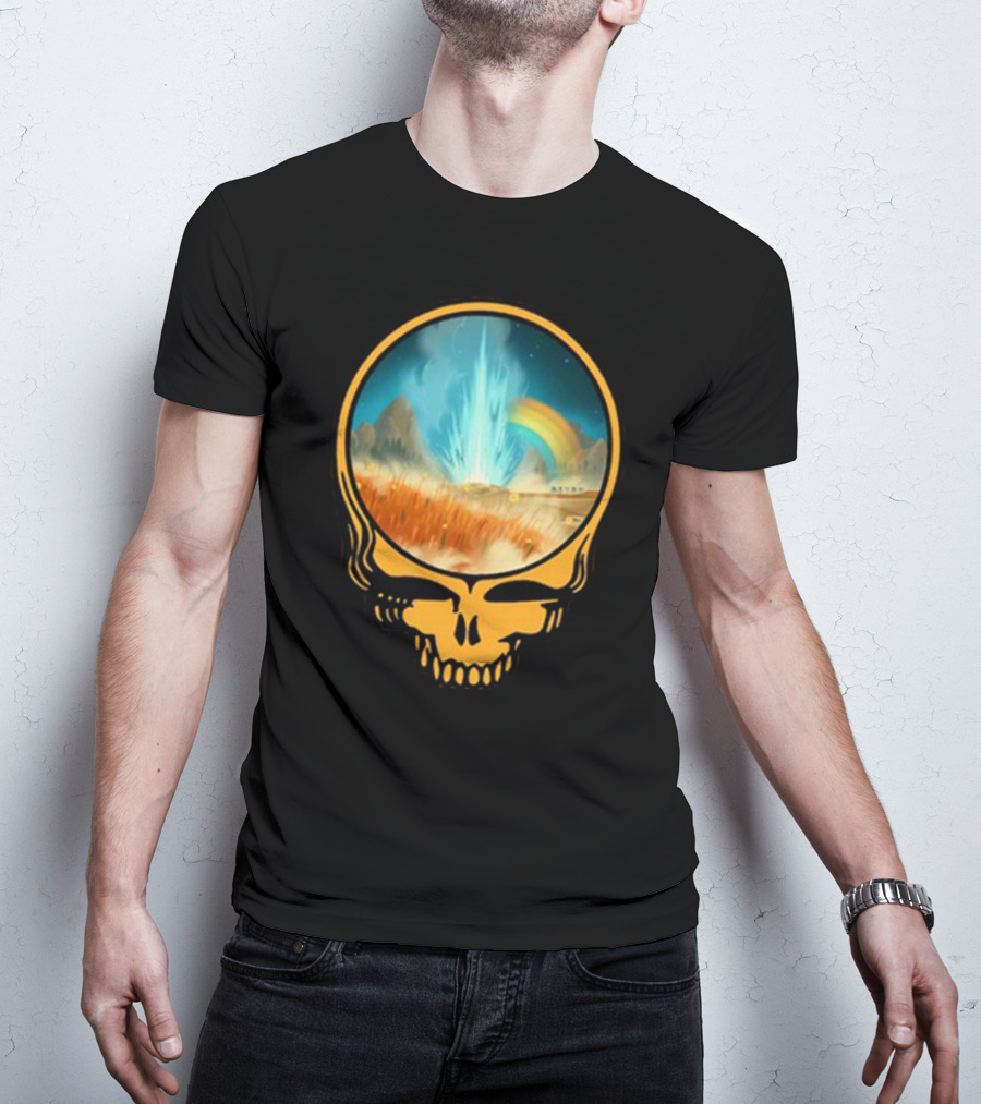 Grateful Dead Skull With Psychedelic Landscape And Rainbow T-Shirt