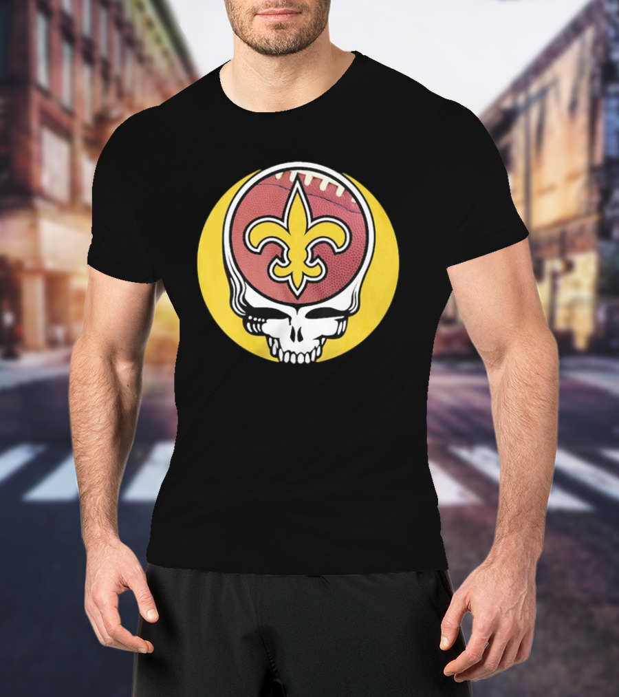 New Orleans Saints Grateful Dead Skull Logo Football T-Shirt