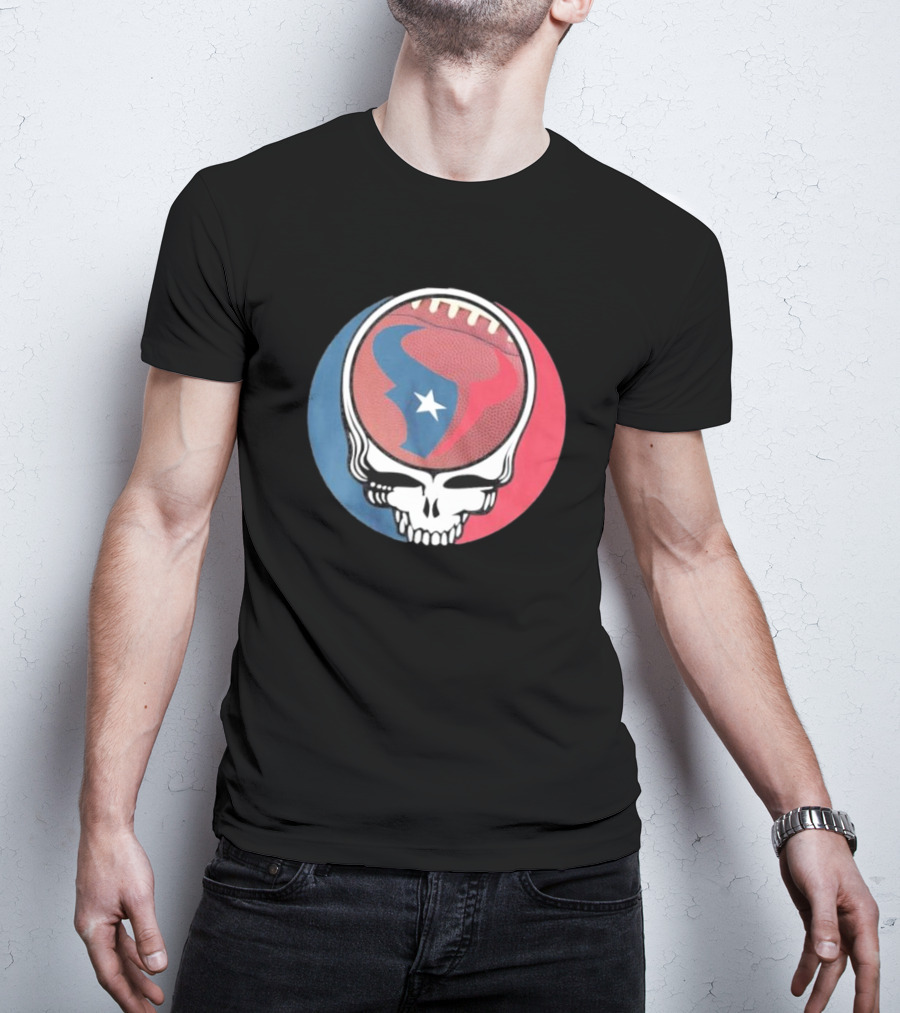 Original Houston Texans Grateful Dead Football Skull T-Shirt