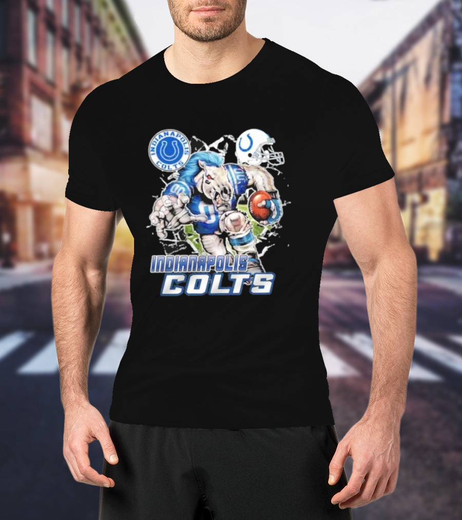 Indianapolis Colts Mascot Breaking Through Wall Vintage T-Shirt