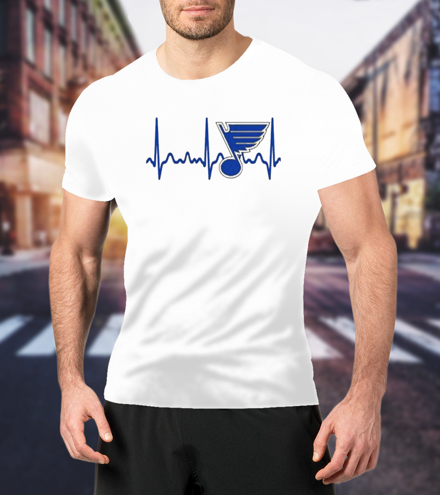 St Louis Blues Heartbeat Hockey T-Shirt