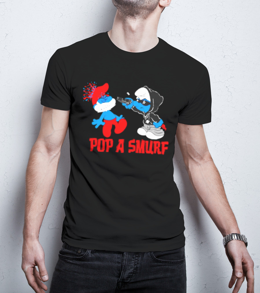 Pop A Smurf Gangster Smurf With Spray Can Urban T-Shirt