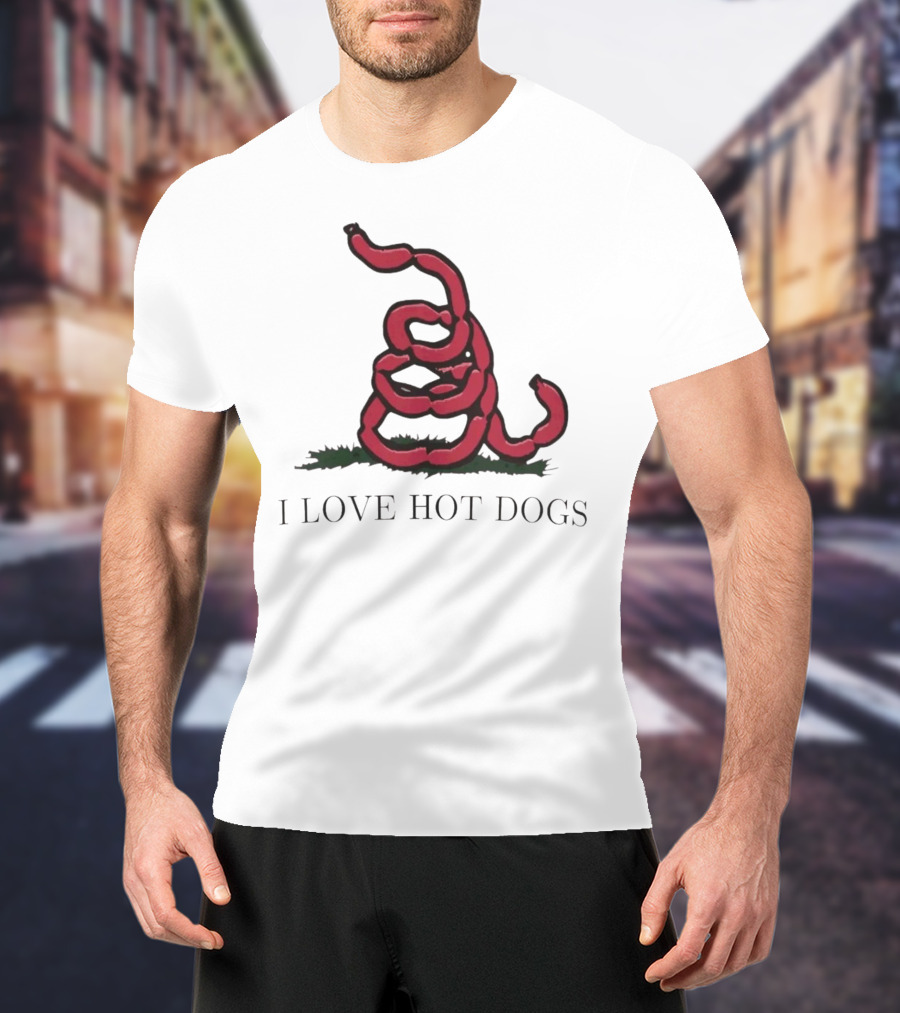 I Love Hot Dogs Spiral Sausage T-Shirt