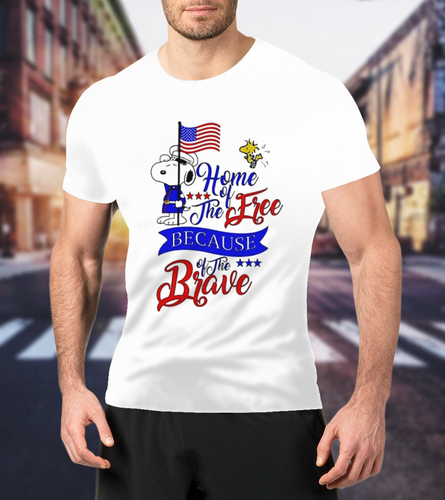 Snoopy Home Of The Free Because Of The Brave Independence Day T-Shirt