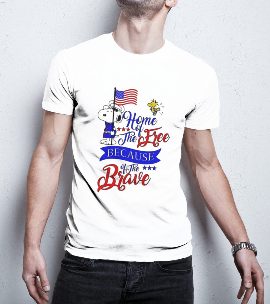 Snoopy Home Of The Free Because Of The Brave Independence Day T-Shirt