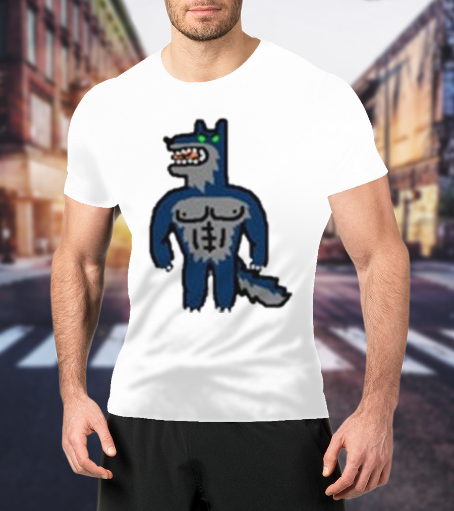 Timberwolves Buff Wolf Strong Muscular Cartoon Character T-Shirt