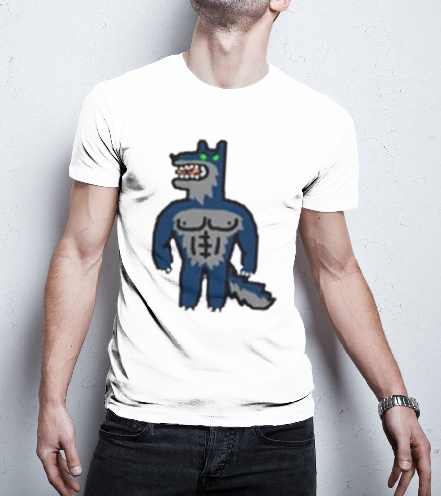 Timberwolves Buff Wolf Strong Muscular Cartoon Character T-Shirt