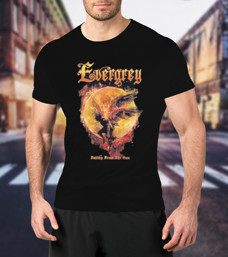 Evergrey Falling From The Sun Celestial Figure And Fiery Orb T-Shirt