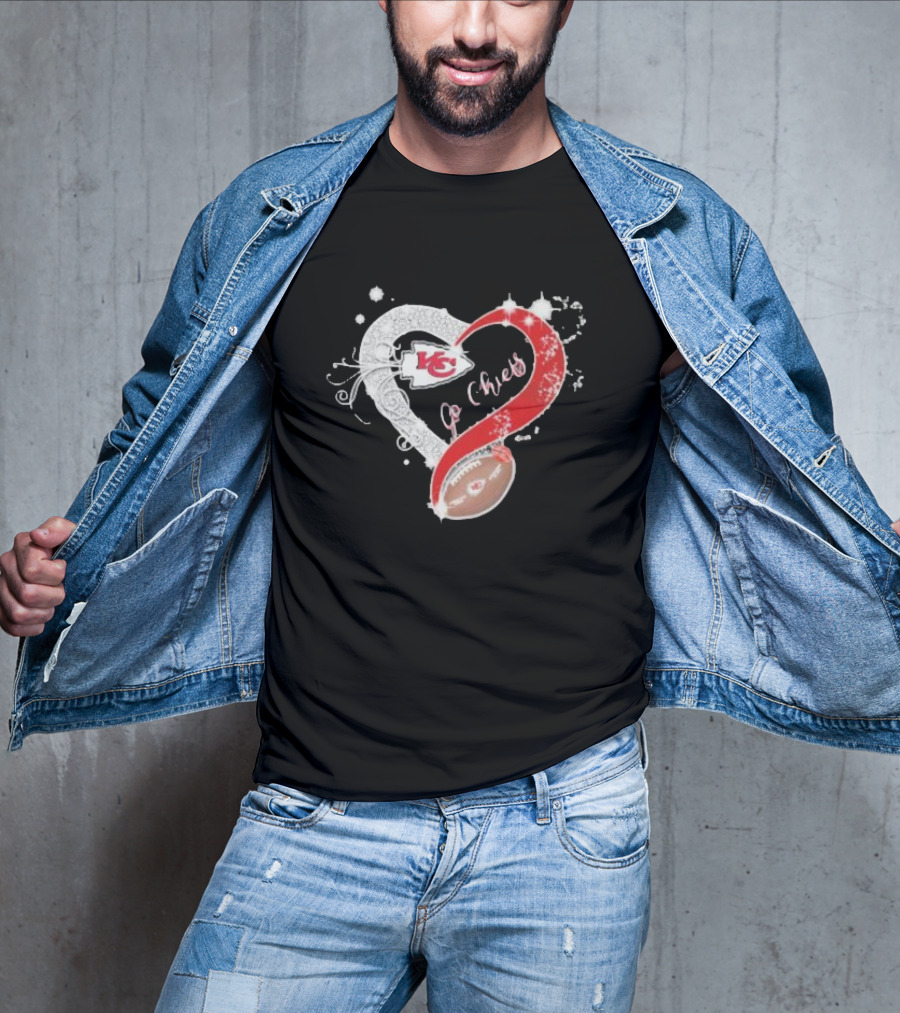 Kansas City Chiefs Heart And Football Go Chiefs T-Shirt
