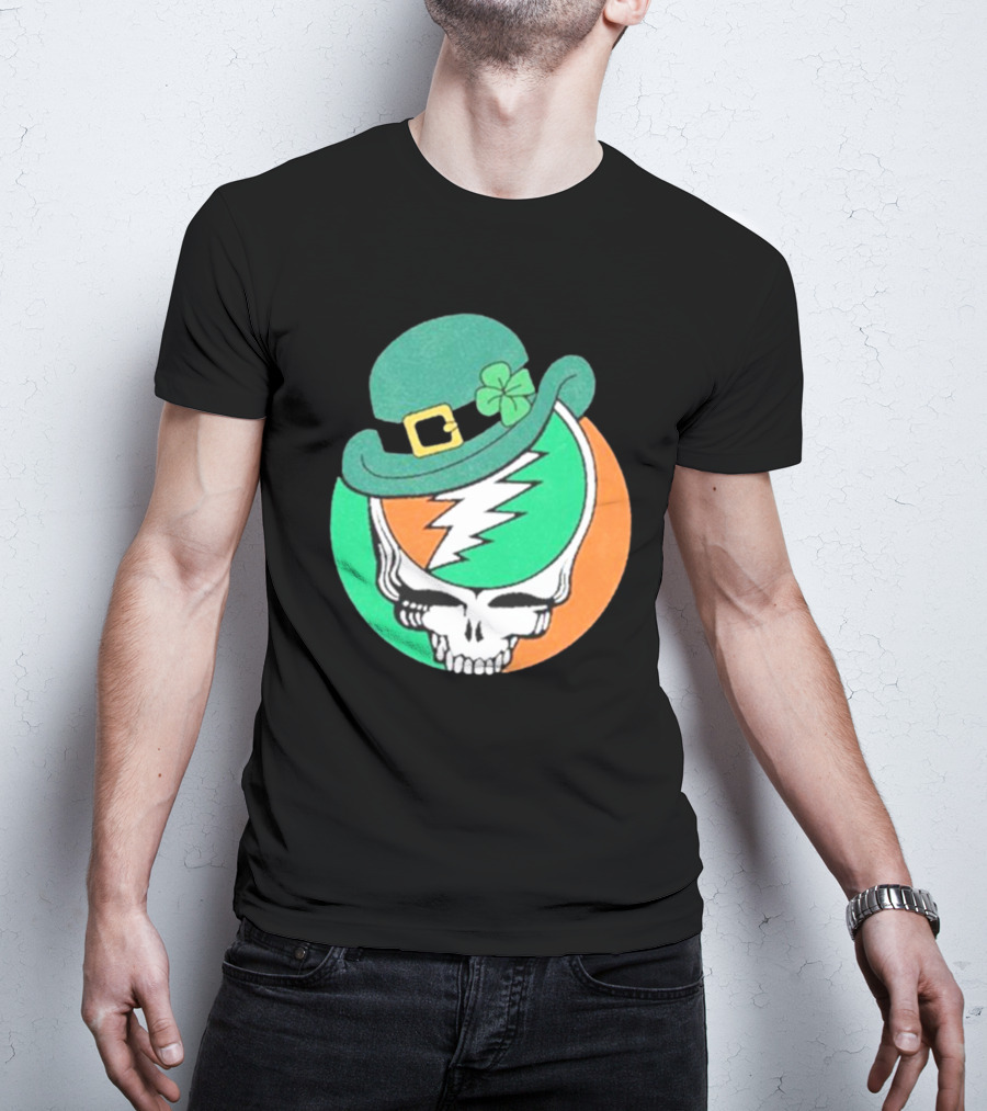 Happy St. Patrick’s Dead And Company Limited Skull In Shamrock Hat With Lightning Bolt T-Shirt