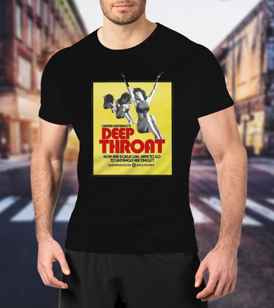 Gerard Damiano’s Deep Throat How Far Does A Girl Have To Go To Untangle Her Tingle? Eastmancolor Adults Only T-Shirt