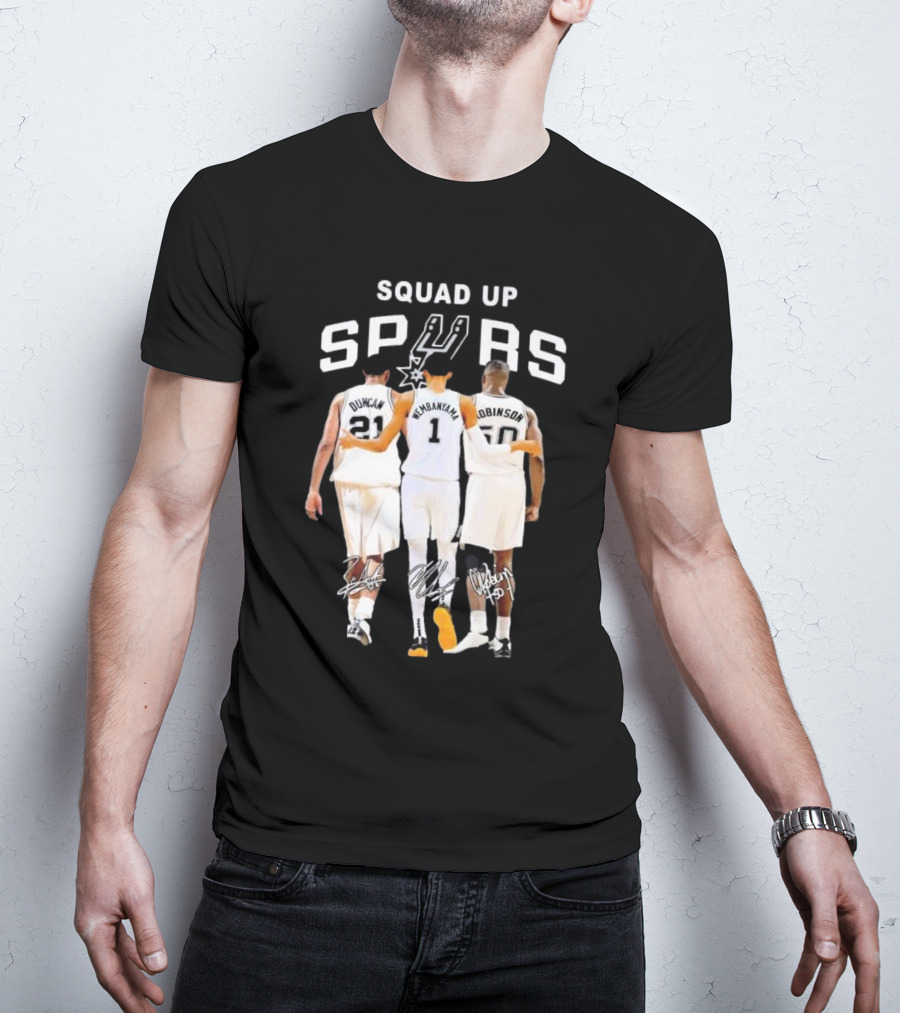 SQUAD UP SAN ANTONIO SPURS DUNCAN WEMBANYAMA ROBINSON SIGNATURES T-Shirt