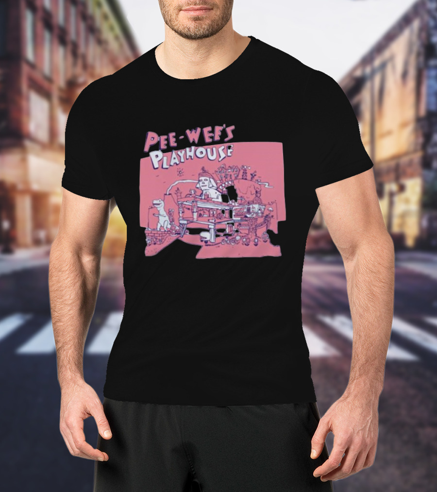 Pee-Wee's Playhouse Retro Rad Dinosaur Sphinx And Castle Scene T-Shirt