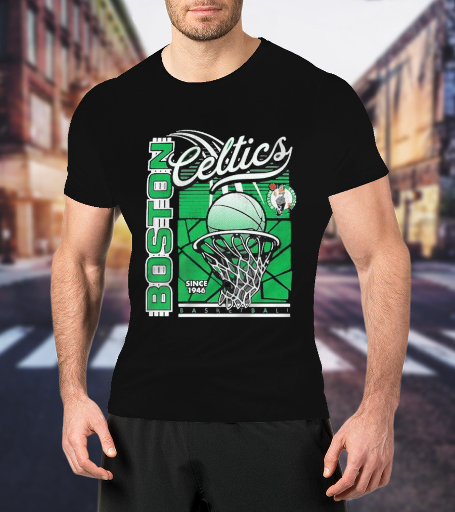 Boston Celtics Basketball Since 1946 Tri-Blend Sportiqe Comfy T-Shirt