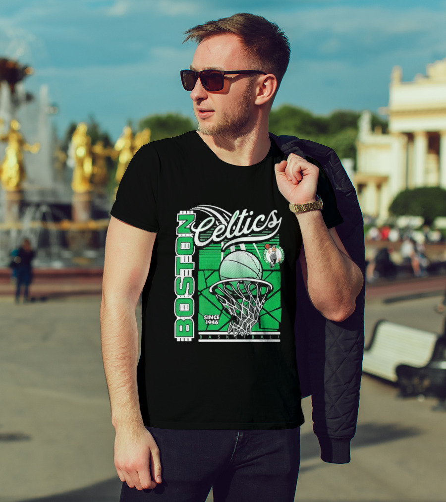 Boston Celtics Basketball Since 1946 Tri-Blend Sportiqe Comfy T-Shirt