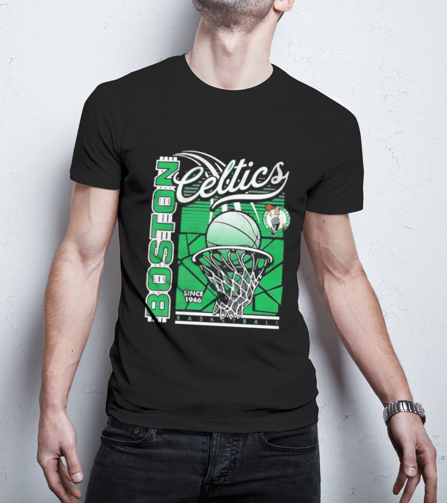 Boston Celtics Basketball Since 1946 Tri-Blend Sportiqe Comfy T-Shirt