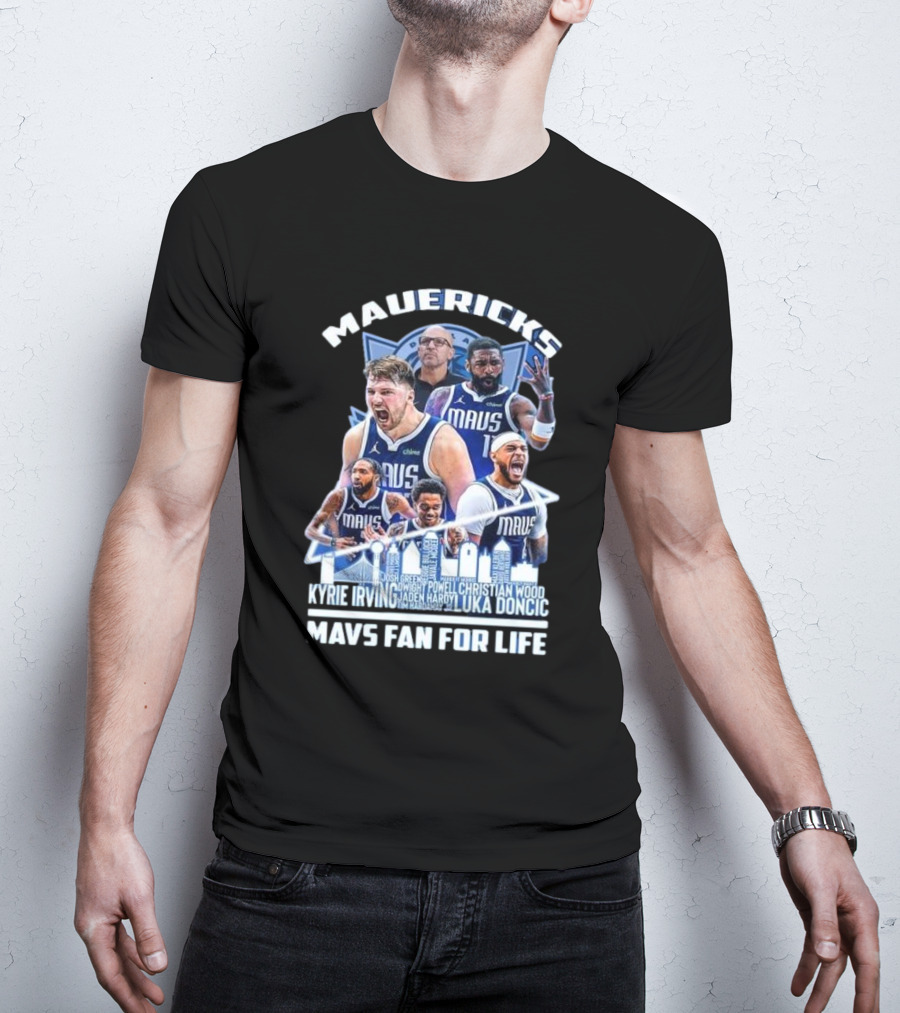 Mavericks Mavs Fan For Life Luka Doncic Kyrie Irving Dwight Powell Christian Wood Josh Green Jaden Hardy Skyline T-Shirt
