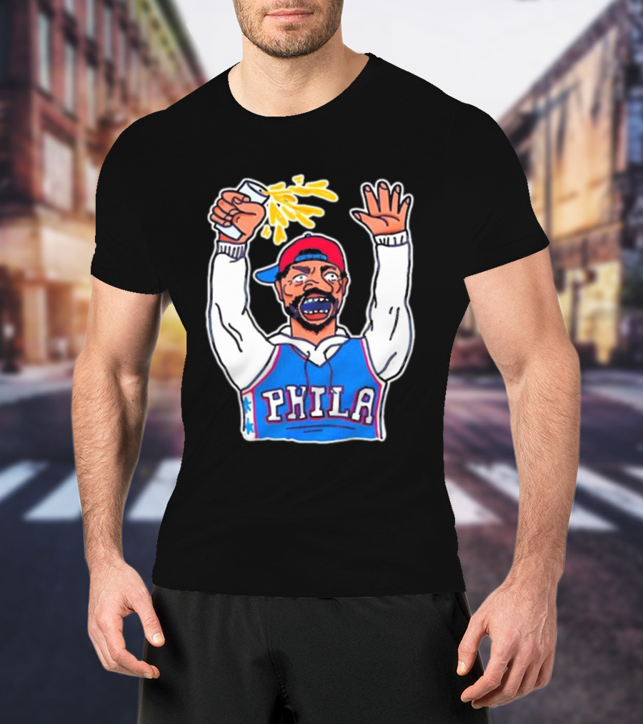 PHILA Basketball Fan With Drink And Raised Hand T-Shirt