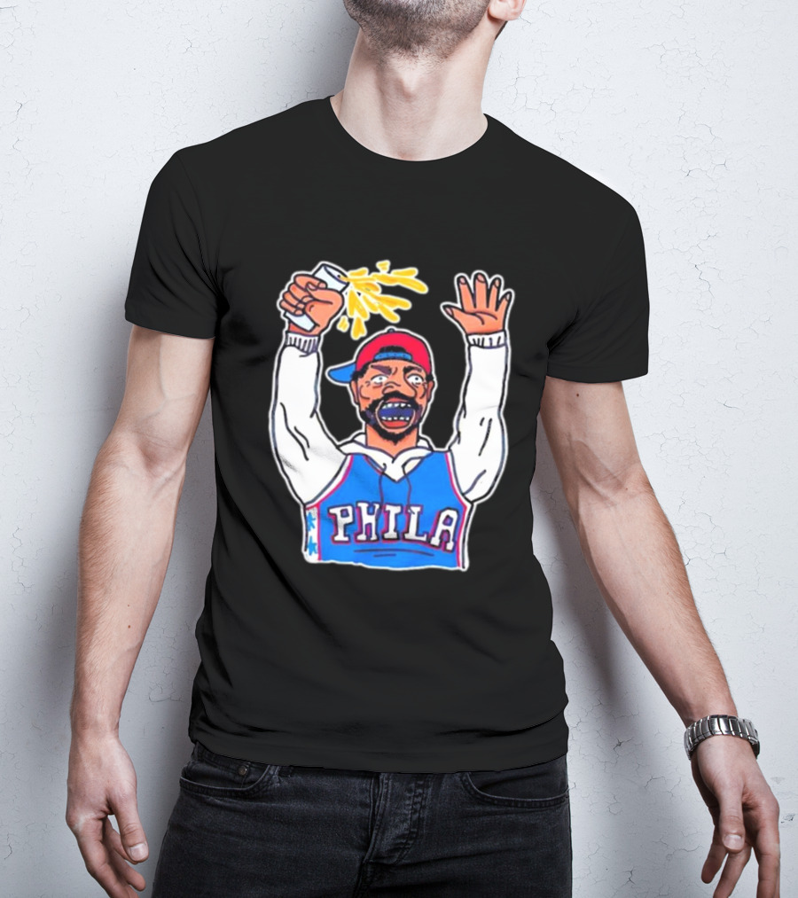 PHILA Basketball Fan With Drink And Raised Hand T-Shirt