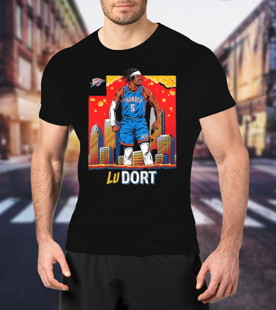 Oklahoma City Thunder Lu Dort OKC Skyline Basketball T-Shirt