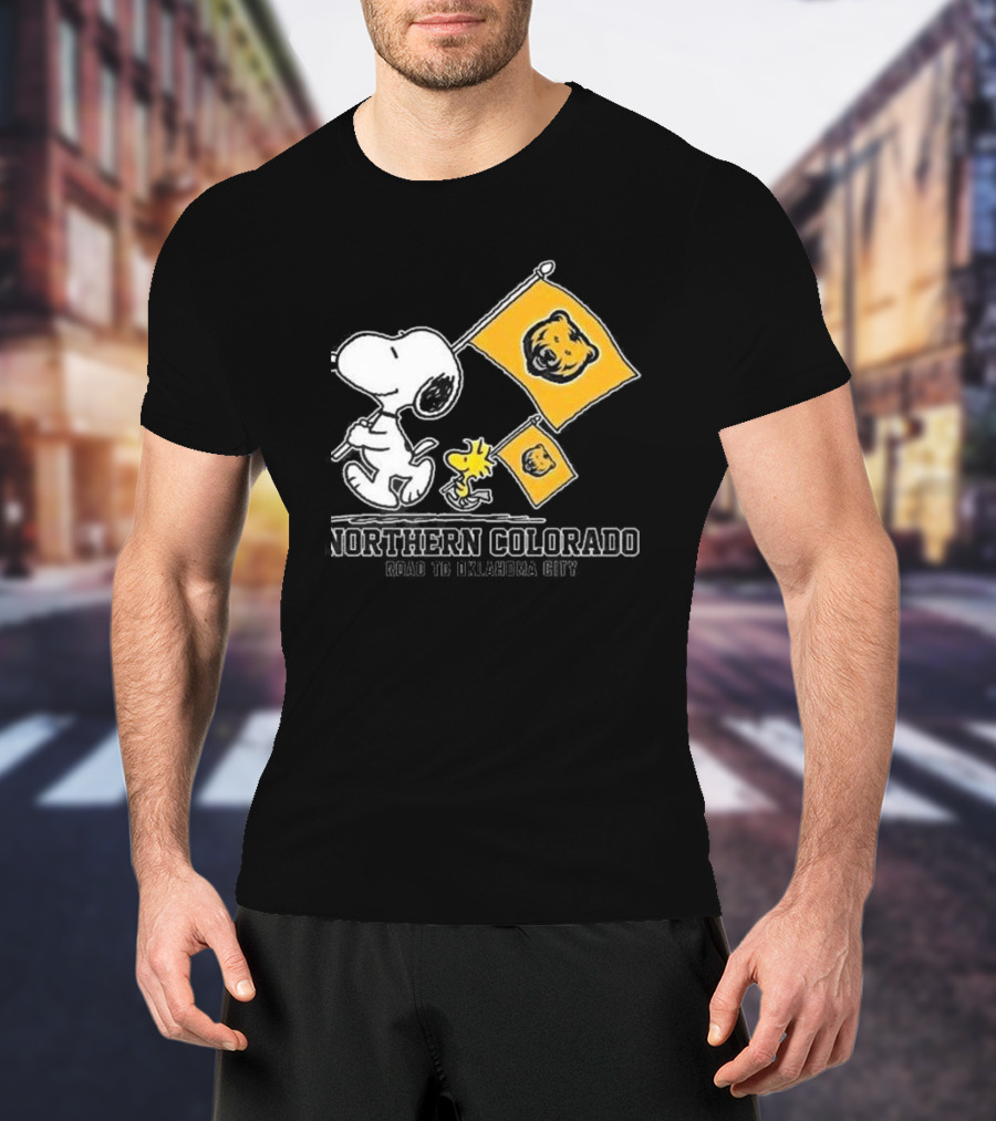 Snoopy Northern Colorado Bears Road To Oklahoma City Flags T-Shirt