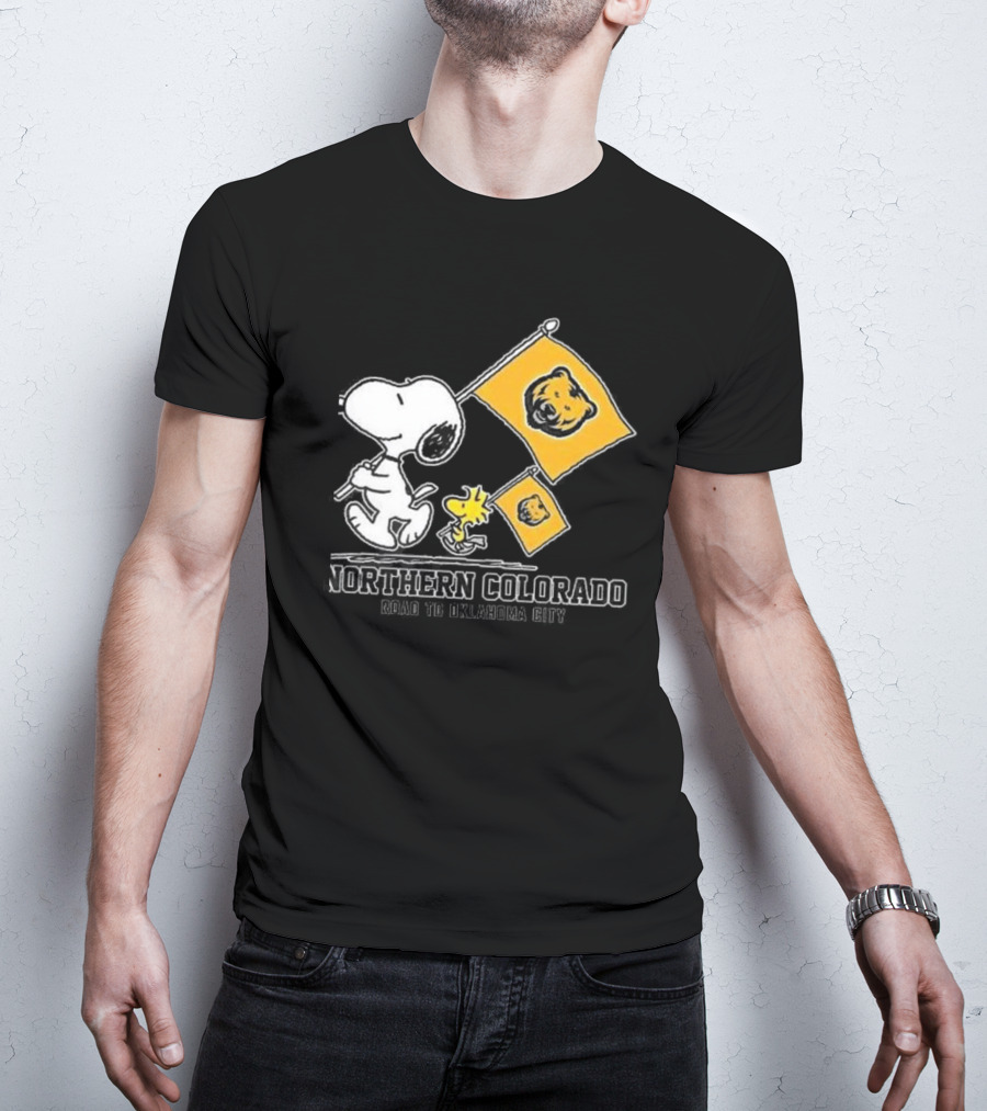 Snoopy Northern Colorado Bears Road To Oklahoma City Flags T-Shirt