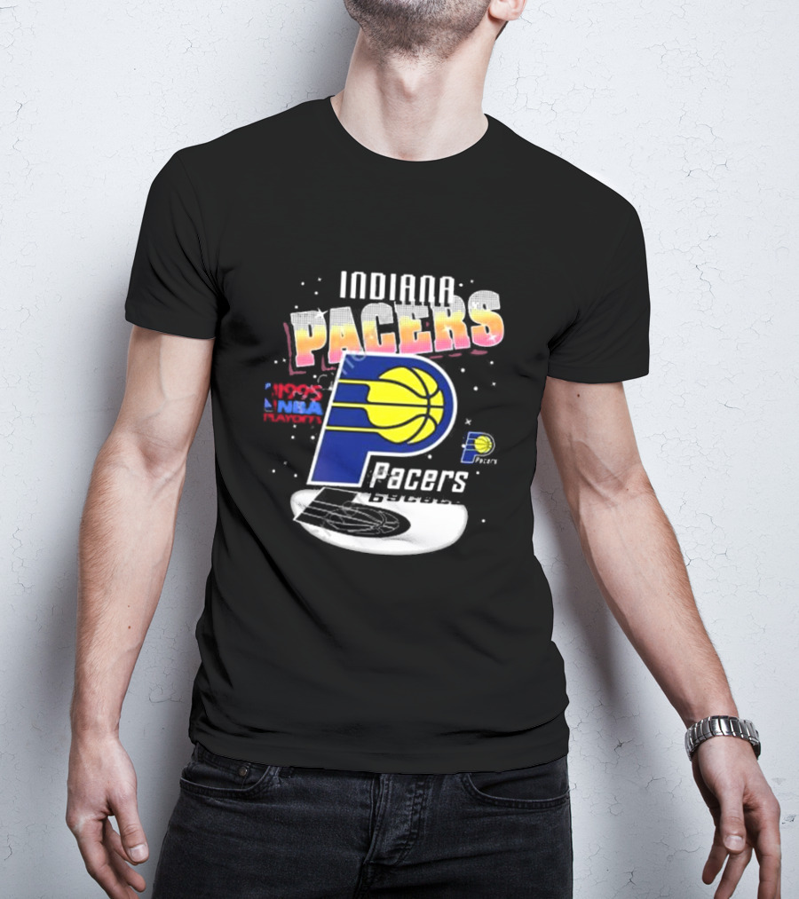 Indiana Pacers 1995 NBA Playoffs Retro Logo And Stars T-Shirt