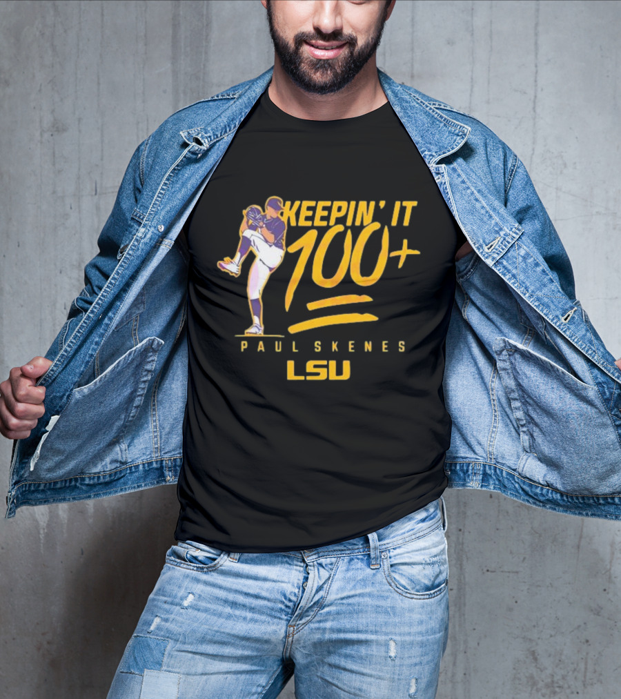 LSU Tigers Keepin' It 100+ Paul Skenes Baseball T-Shirt