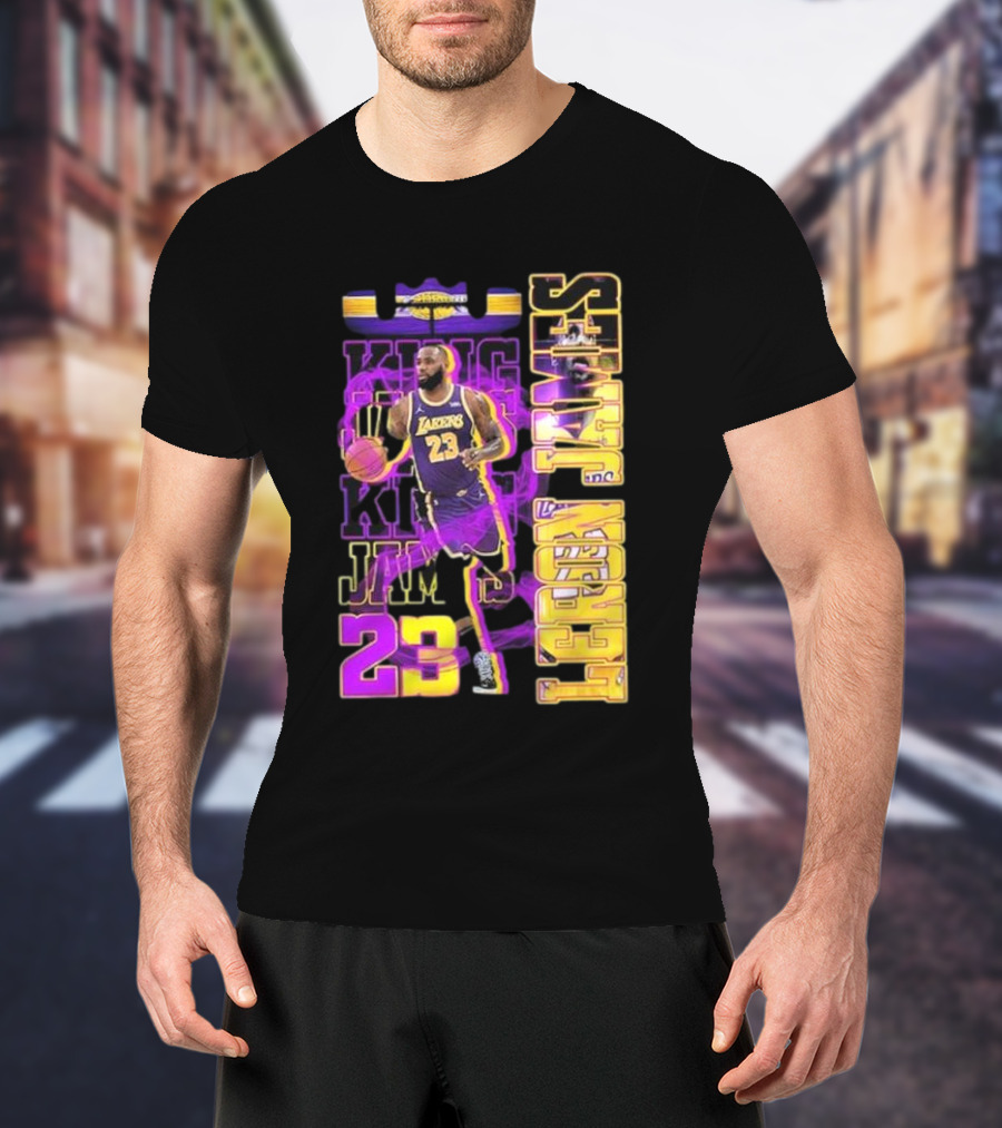 King LeBron James No. 23 Los Angeles Lakers True King Fan T-Shirt