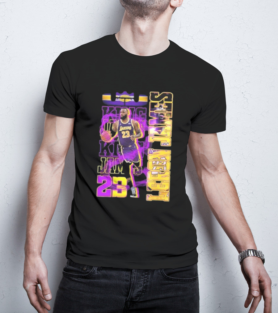 King LeBron James No. 23 Los Angeles Lakers True King Fan T-Shirt