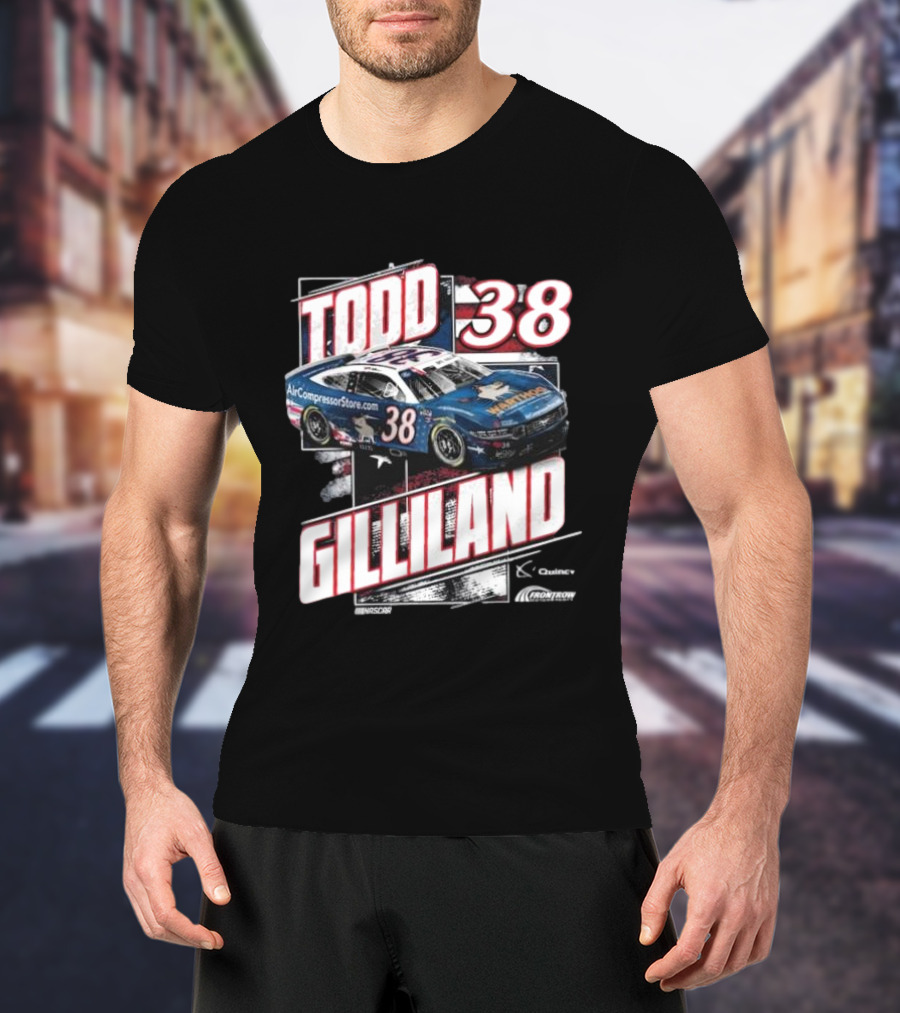 Todd Gilliland 38 Quincy Compressors Checkered Flag Sports Patriotic NASCAR Car T-Shirt