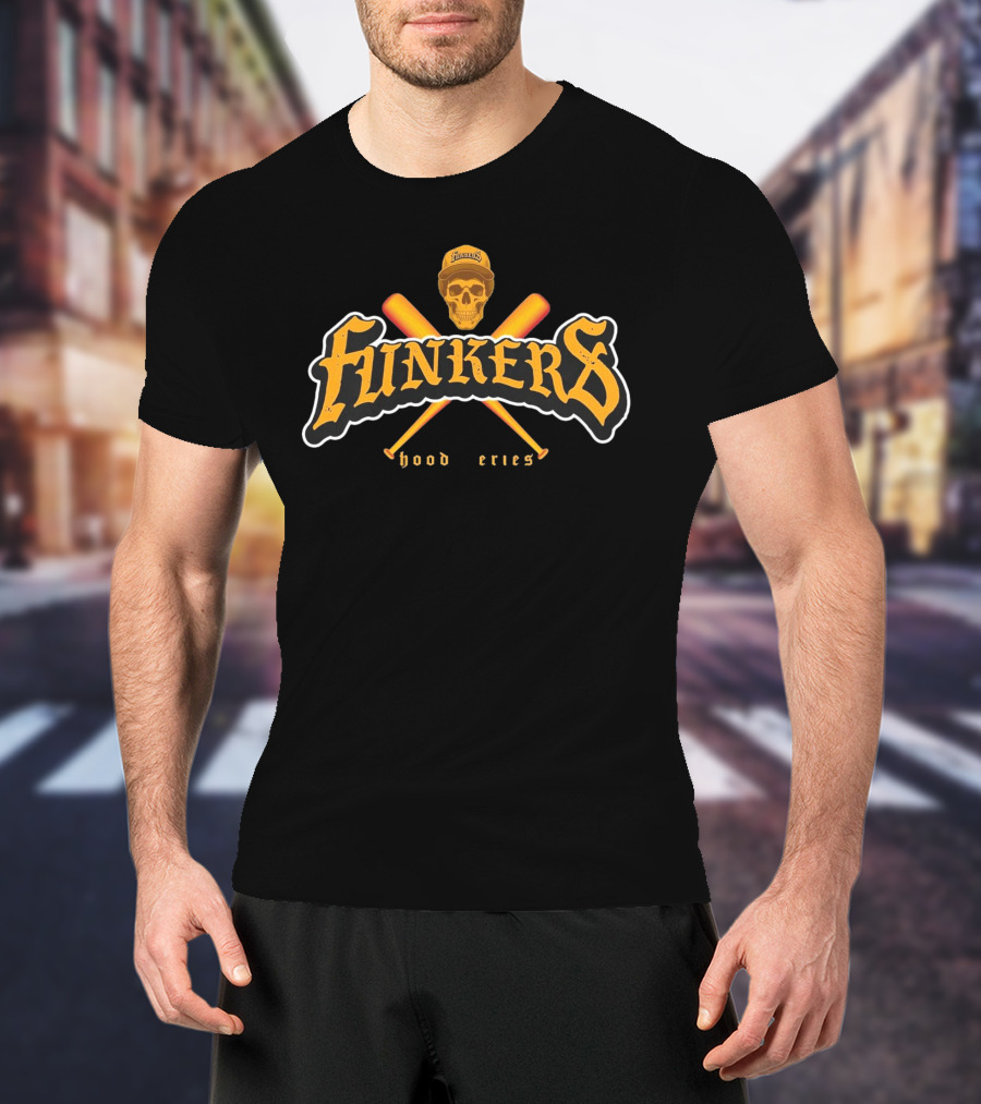 Funkers Hood Series Skull Crossed Bats Baseball Cap T-Shirt
