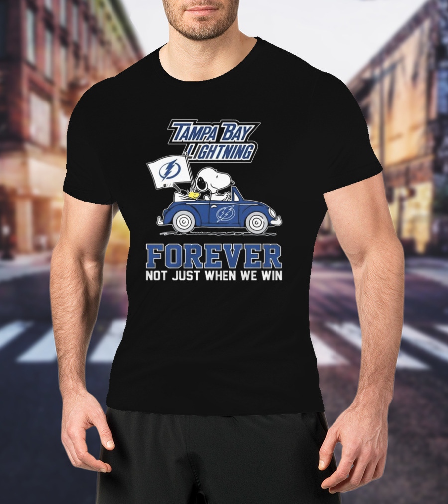 Tampa Bay Lightning Snoopy And Woodstock Driving Forever Not Just When We Win T-Shirt