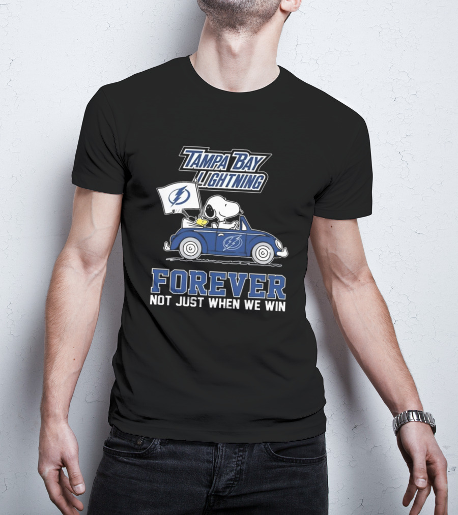 Tampa Bay Lightning Snoopy And Woodstock Driving Forever Not Just When We Win T-Shirt