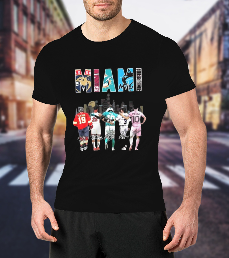 Miami Dolphins Heat Marlins Inter Miami Panthers Signatures T-Shirt
