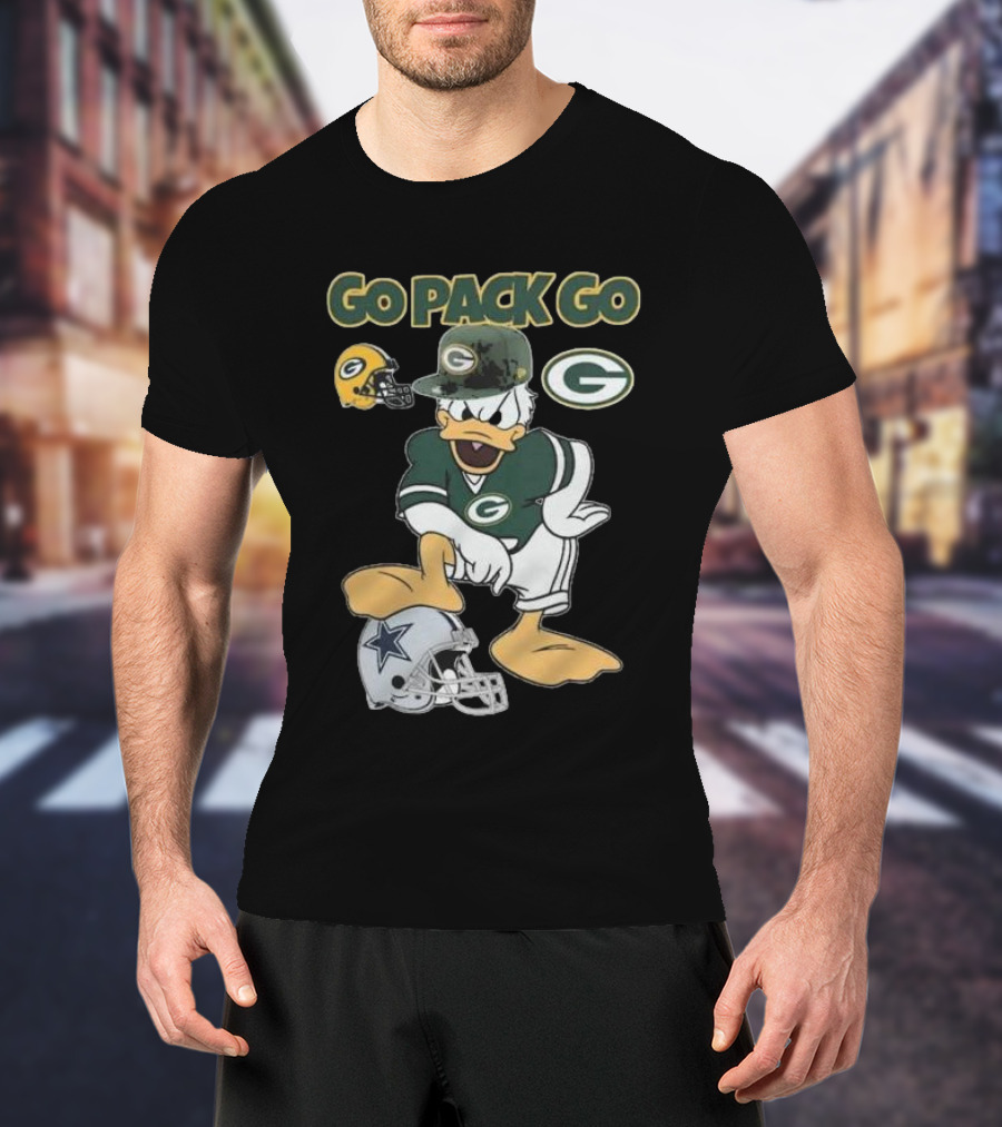 Go Pack Go Donald Duck Green Bay Packers Defeats Dallas Cowboys Helmet T-Shirt