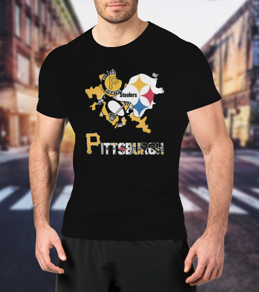 Pittsburgh Pirates Steelers Map T-Shirt