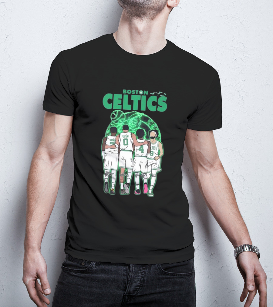 Boston Celtics Brown Tatum Holiday Derrick Signatures Basketball Players T-Shirt