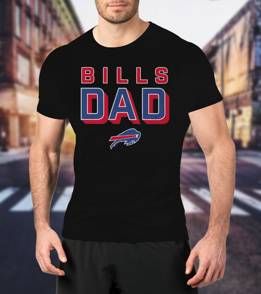 Buffalo Bills Dad Red Blue Bold Lettering T-Shirt