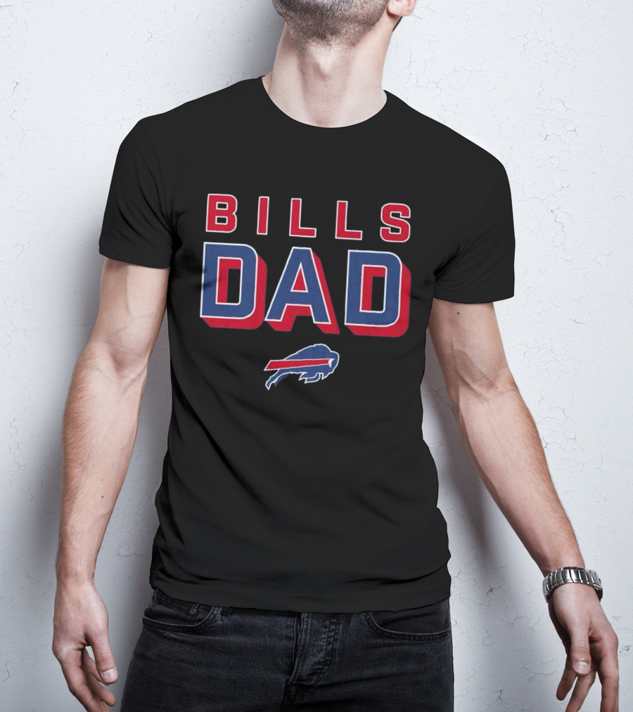Buffalo Bills Dad Red Blue Bold Lettering T-Shirt