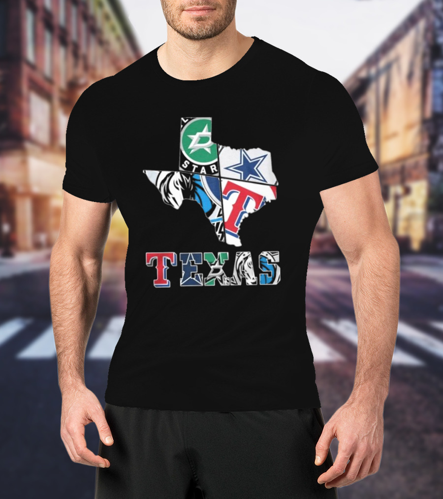 Texas Sports Teams Dallas Stars Dallas Cowboys Dallas Mavericks Texas Rangers Logos T-Shirt