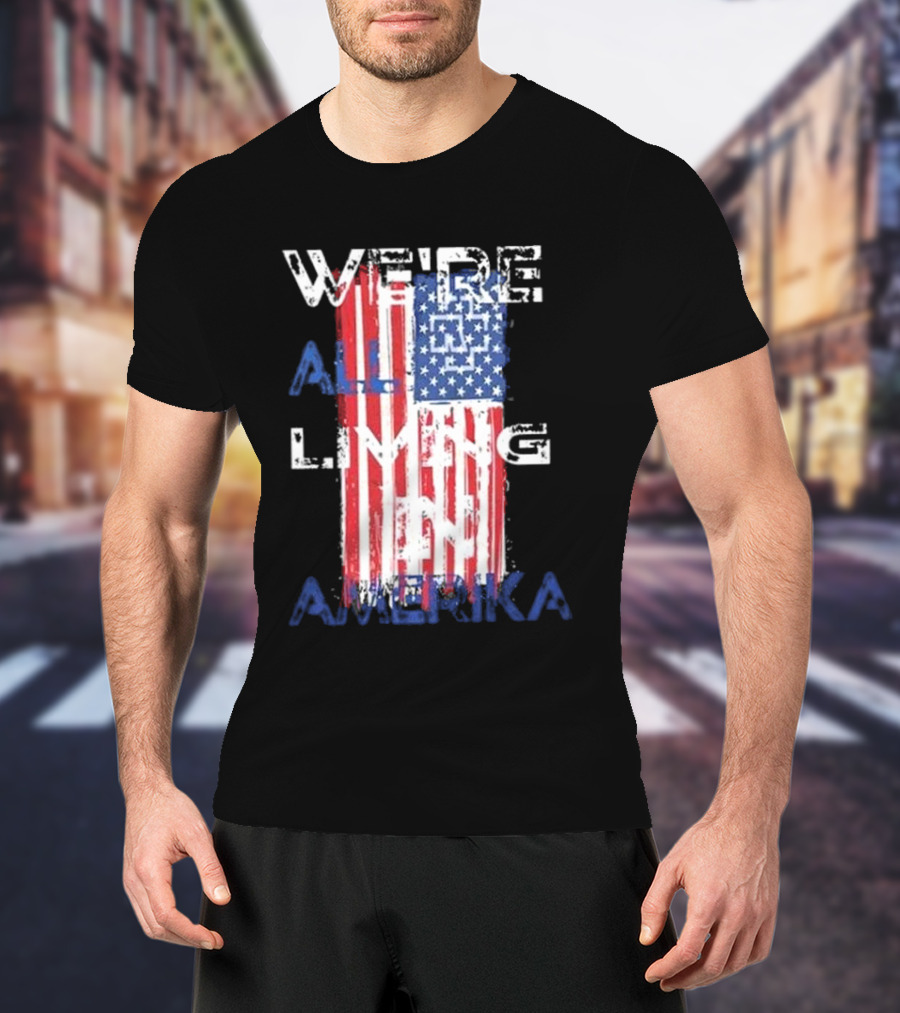 Rammstein Band We’re All Living In Amerika American Flag T-Shirt