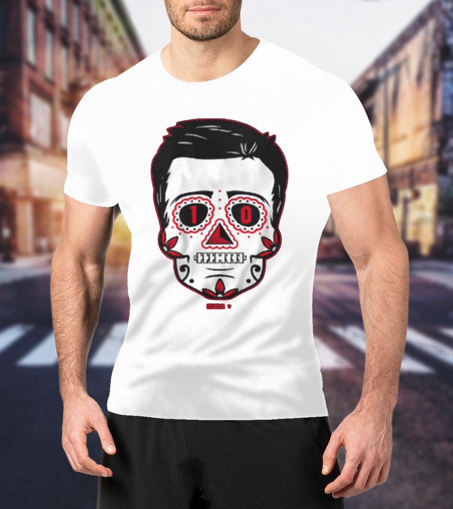 Drake Maye Sugar Skull Football Themed T-Shirt