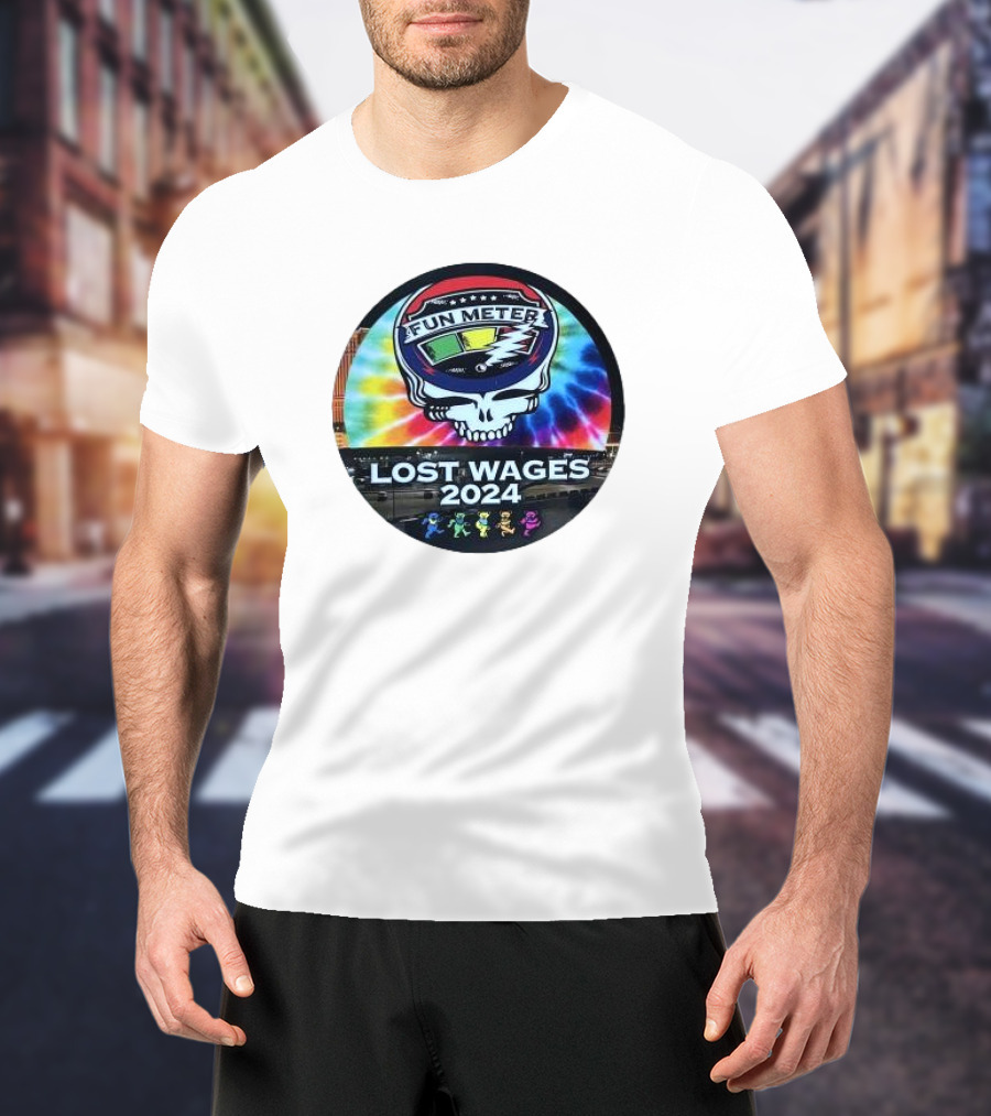Grateful Dead Tie-Dye Fun Meter Skull Lost Wages T-Shirt