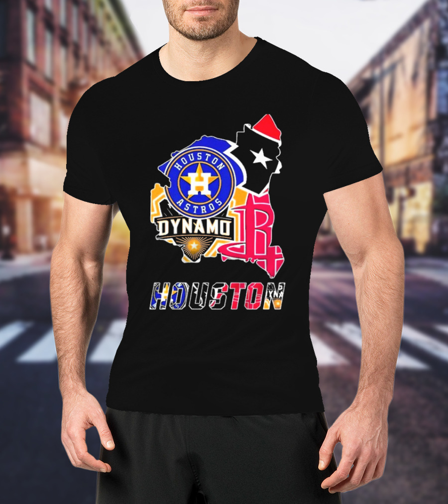 Houston Astros Dynamo Rockets Texas Map Sports Team T-Shirt