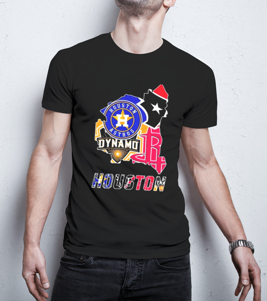 Houston Astros Dynamo Rockets Texas Map Sports Team T-Shirt