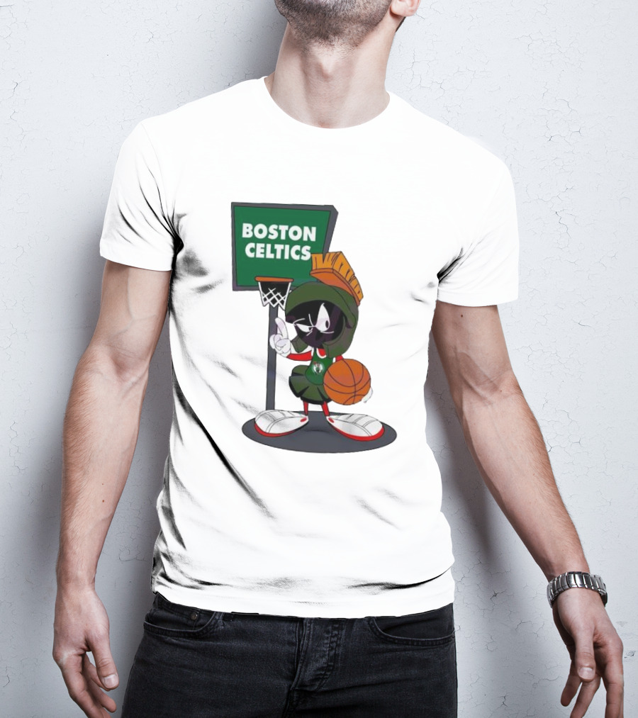 Boston Celtics Looney Tunes Marvin The Martian Basketball Hoop T-Shirt
