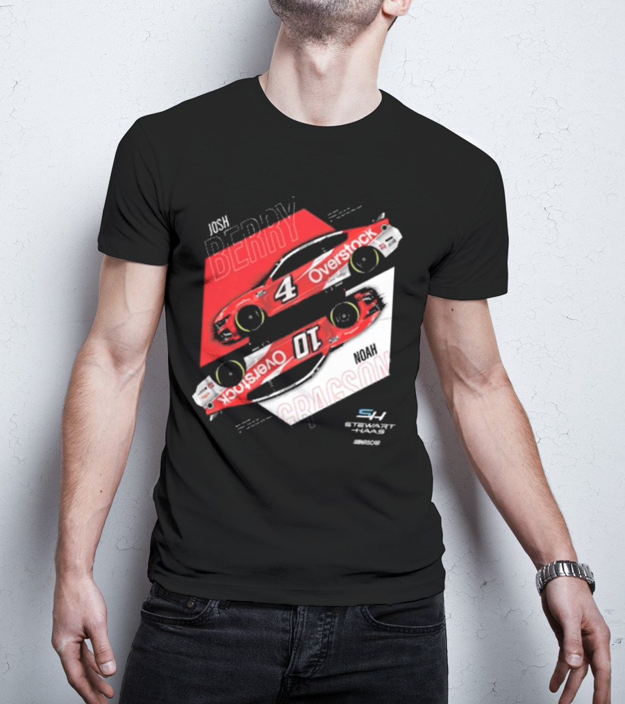 Josh Berry Noah Gragson Overstock Stewart-Haas Racing Car Designs NASCAR T-Shirt