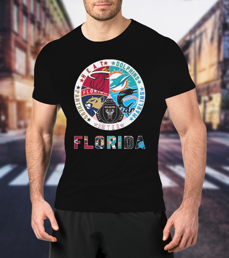 Florida Heat Dolphins Marlins Inter Panthers Sports T-Shirt